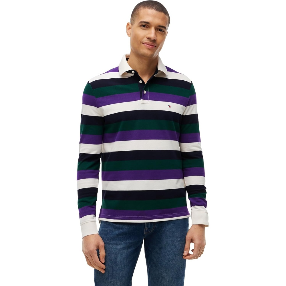 image:imageTommy Hilfiger Mens Casual Cotton Rugby Polo Shirt with StretchTuscan Grape Multi
