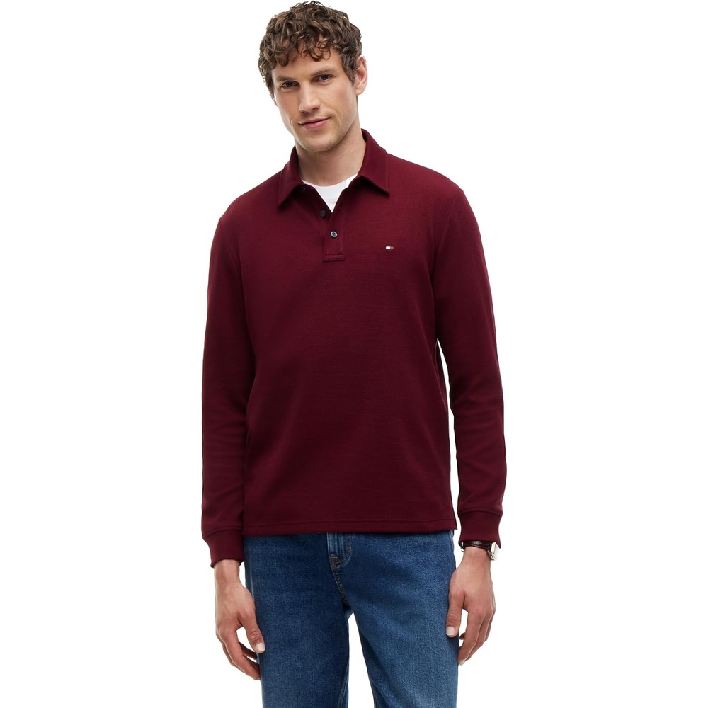 image:imageTommy Hilfiger Mens Long Sleeve Button Down Polo Shirt in Regular FitBurgundy