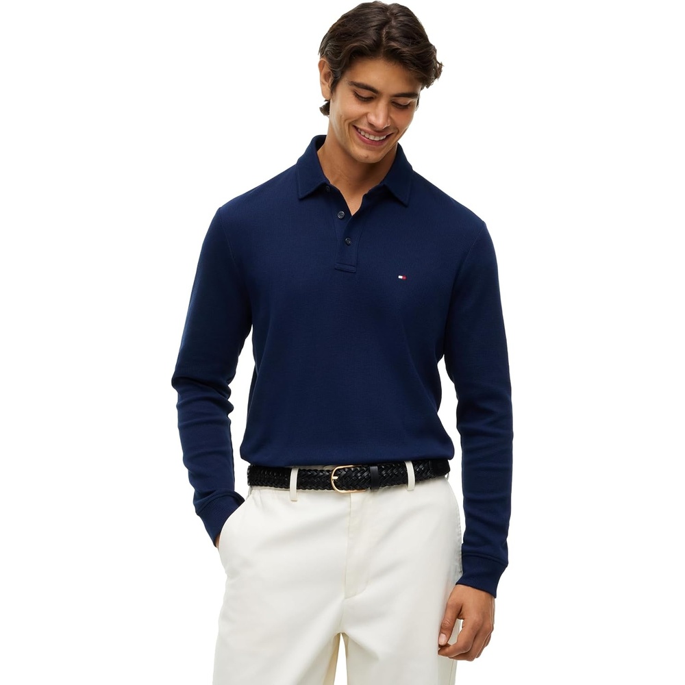 image:imageTommy Hilfiger Mens Long Sleeve Button Down Polo Shirt in Regular FitCarbon Navy