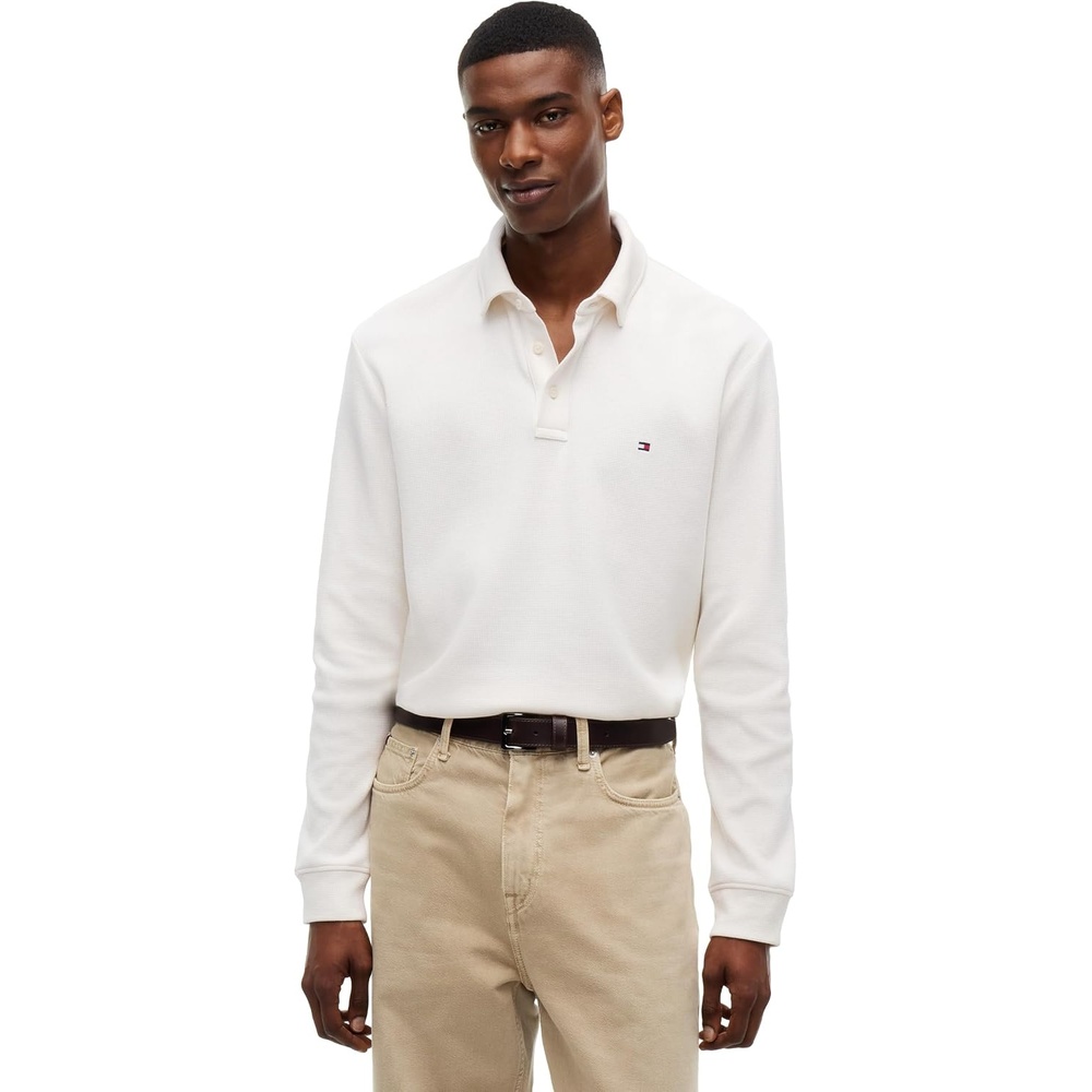 image:imageTommy Hilfiger Mens Long Sleeve Button Down Polo Shirt in Regular FitIvory Petal