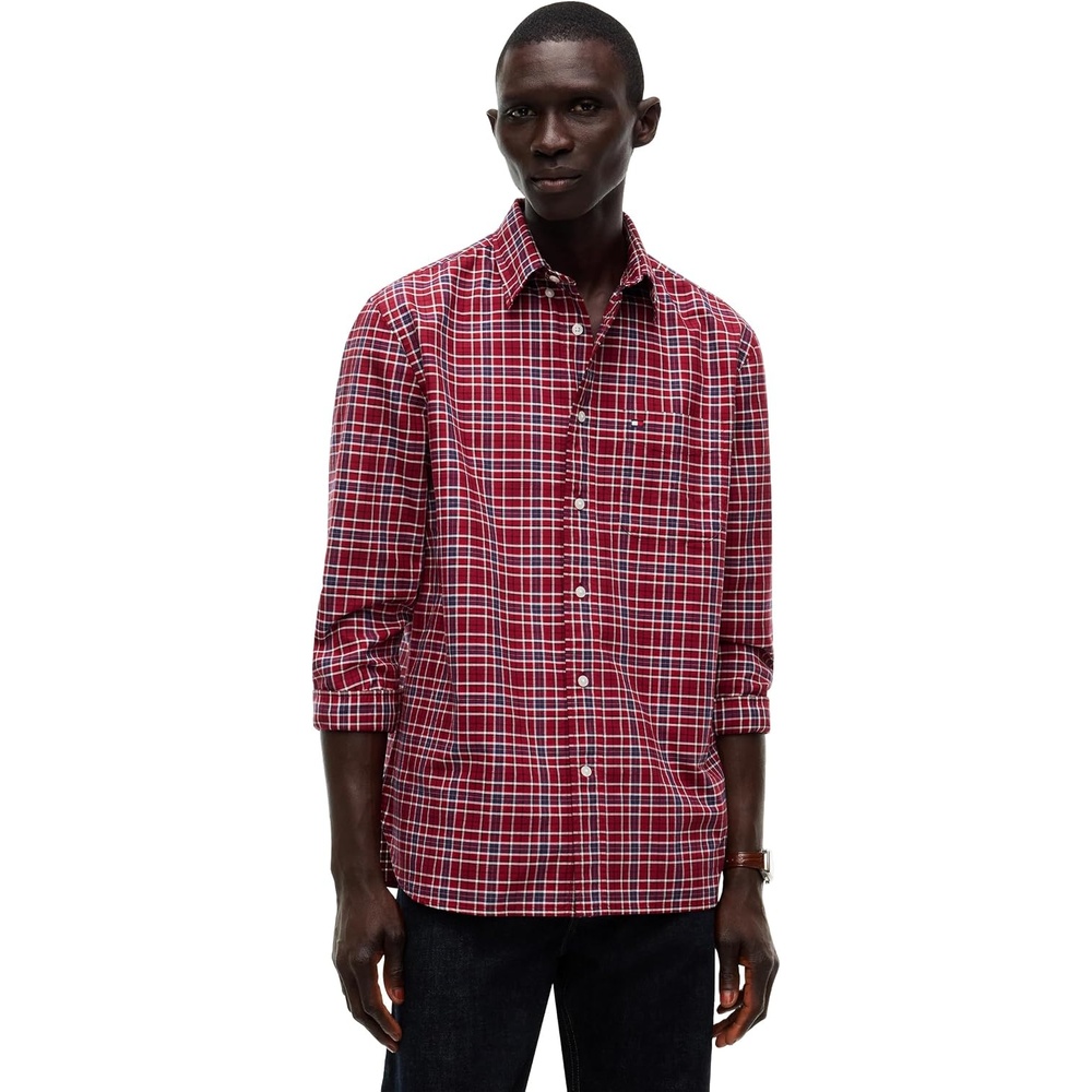 image:imageTommy Hilfiger Mens Long Sleeve Oxford Shirts in Relaxed FitRegatta Red  Check