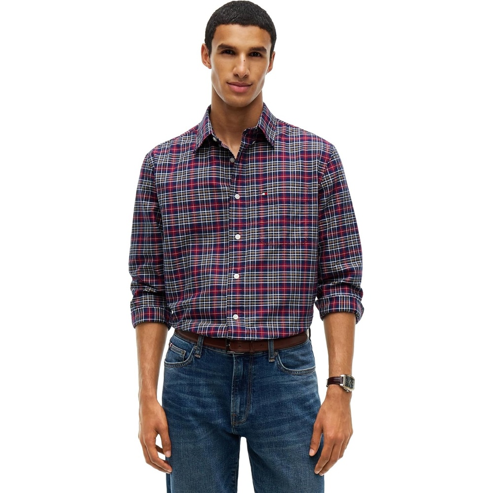 image:imageTommy Hilfiger Mens Long Sleeve Oxford Shirts in Relaxed FitRich Navy Check