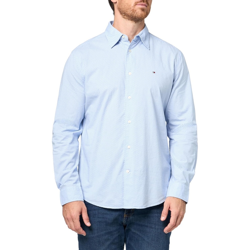 image:imageTommy Hilfiger Mens Long Sleeve Poplin Shirts in Regular Fit Mens Button Down Shirts Also Available in Big and TallCloudy Blue Wash