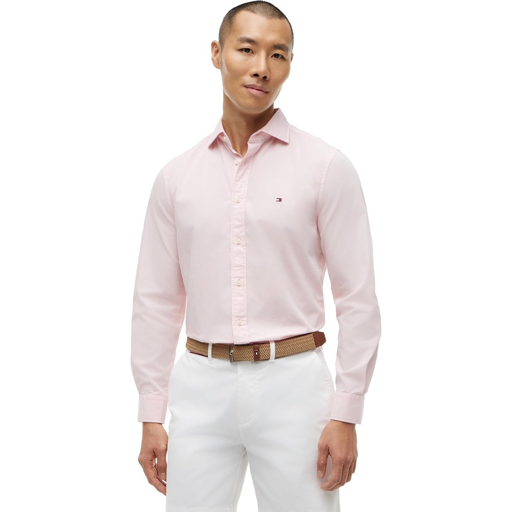 image:imageTommy Hilfiger Mens Long Sleeve Poplin Shirts in Regular Fit Mens Button Down Shirts Also Available in Big and TallPink Lily Solid