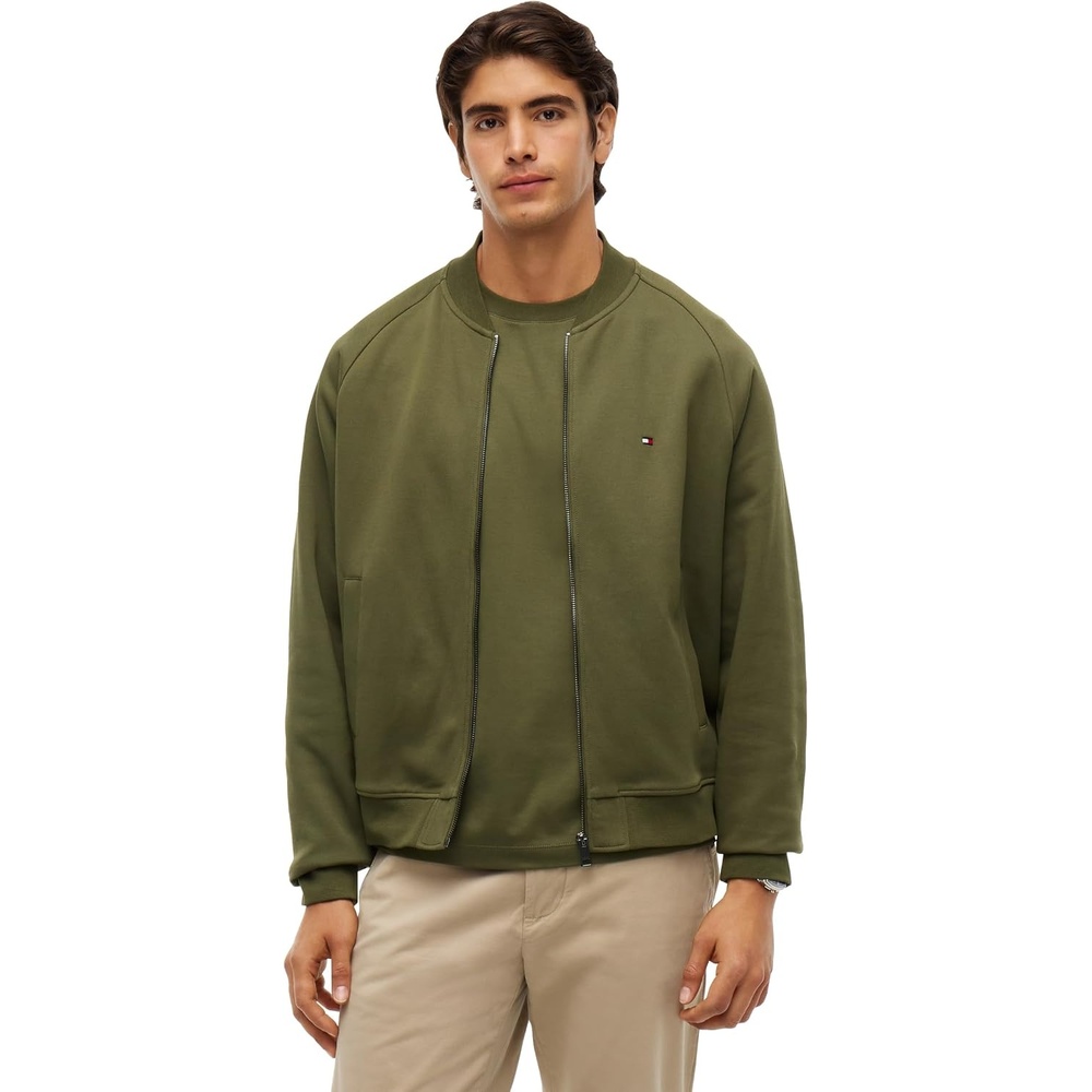 image:imageTommy Hilfiger Mens Medium Weight Cotton Zip Through Bomber SweatshirtHuntsman Green