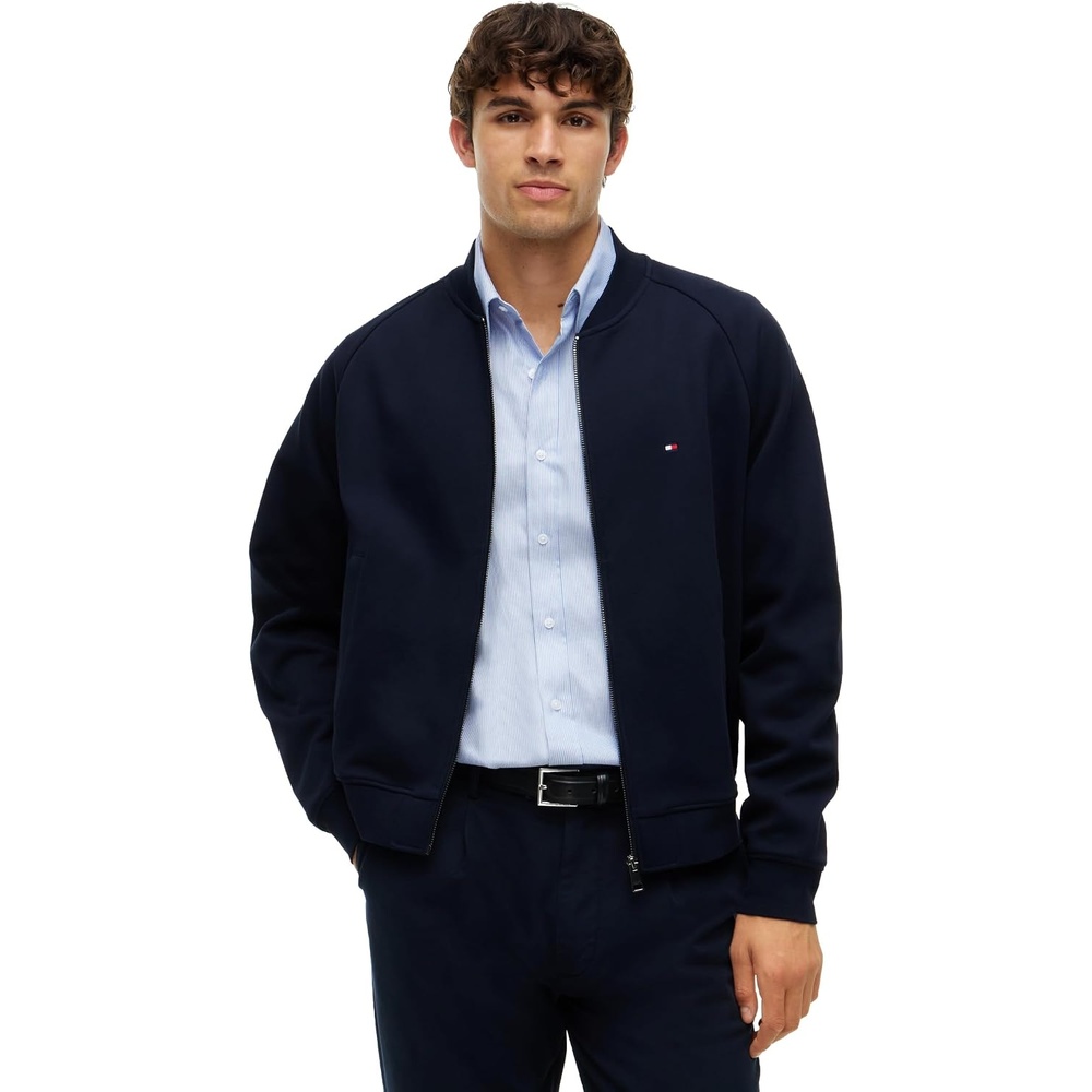 image:imageTommy Hilfiger Mens Medium Weight Cotton Zip Through Bomber SweatshirtNavy Blue
