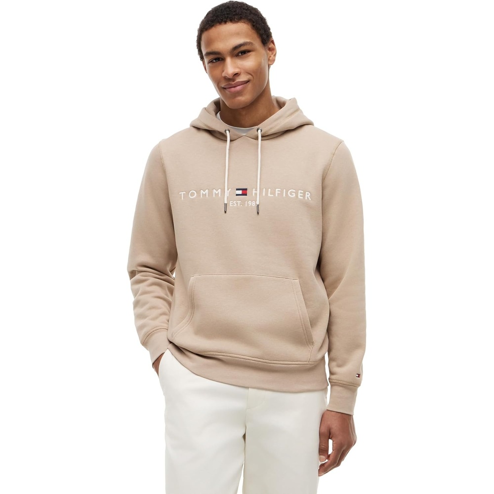 image:imageTommy Hilfiger Mens Medium Weight Fleece Hoodie Sweatshirt With Embroidered Logo Also Available in Big amp TallBatique Khaki