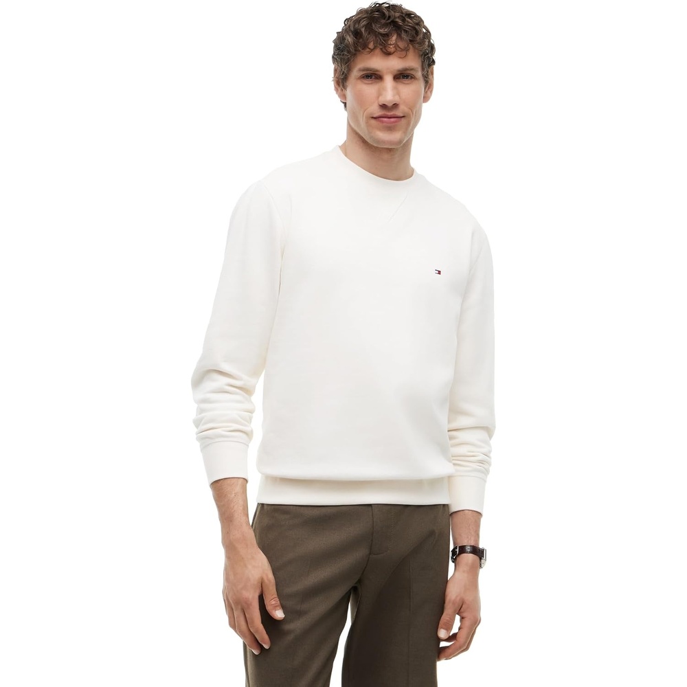image:imageTommy Hilfiger Mens Medium Weight Fleece Pullover Crewneck SweatshirtIvory Petal