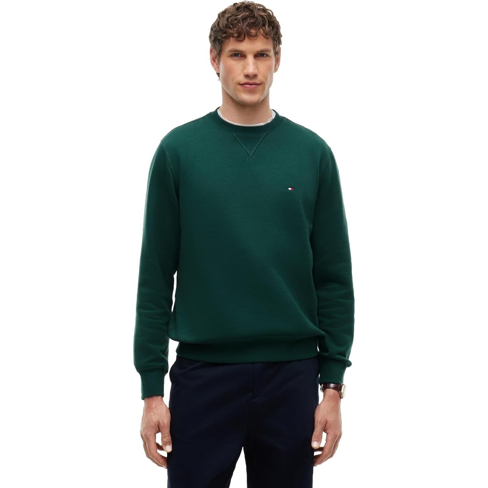 image:imageTommy Hilfiger Mens Medium Weight Fleece Pullover Crewneck SweatshirtOrnamental Green