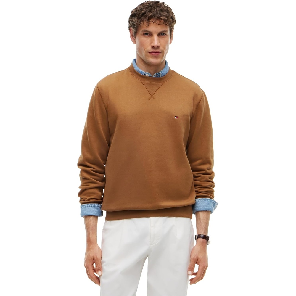 image:imageTommy Hilfiger Mens Medium Weight Fleece Pullover Crewneck SweatshirtTimeless Tawny