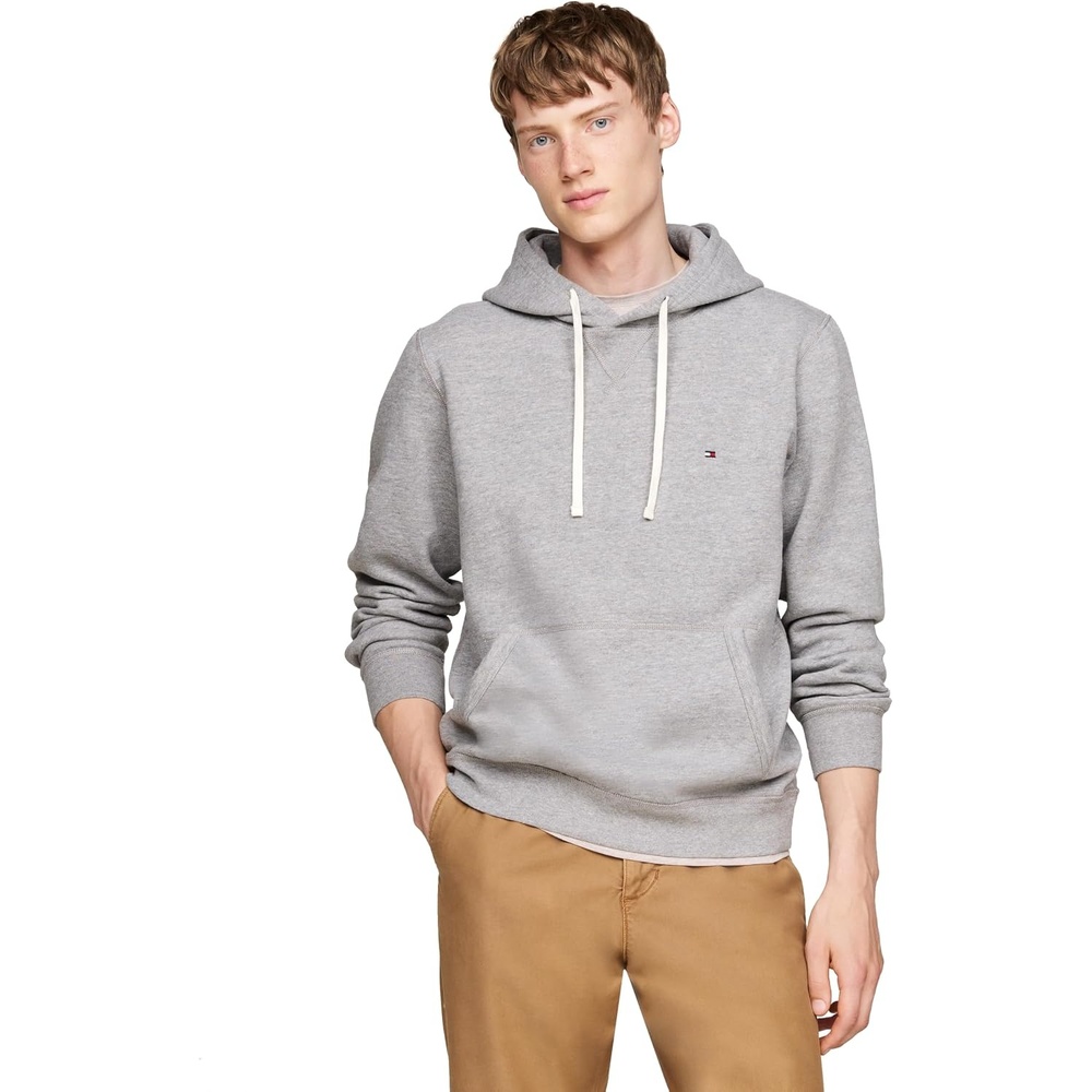 image:imageTommy Hilfiger Mens Ribbed Hoodie SweatshirtMedium Grey Heather
