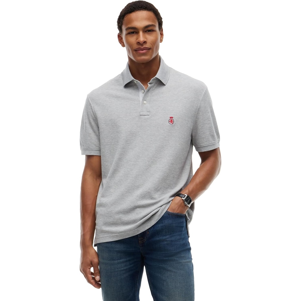 image:imageTommy Hilfiger Mens Short Sleeve Casual Polo Shirts in Classic Fit with Embroidered Crest DesignLight Grey Heather