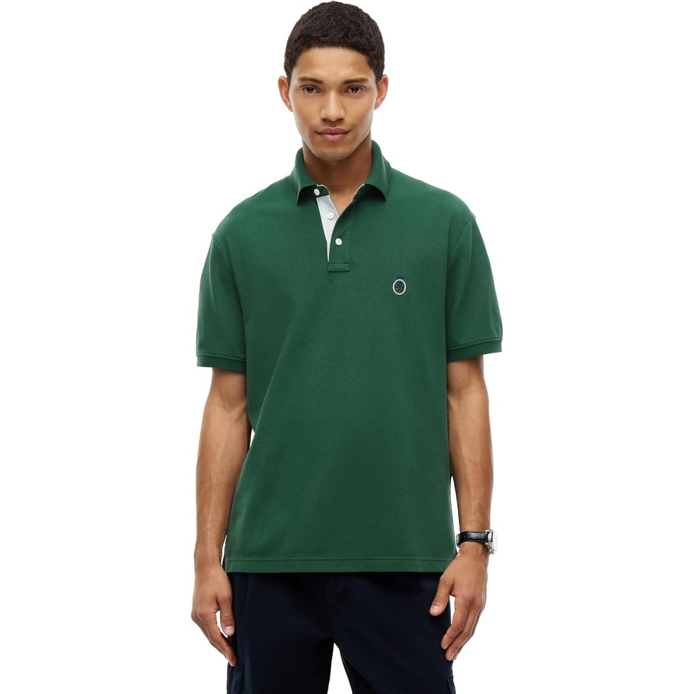 image:imageTommy Hilfiger Mens Short Sleeve Casual Polo Shirts in Classic Fit with Embroidered Crest DesignOrnamental Green