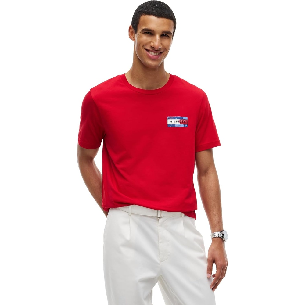 image:imageTommy Hilfiger Mens Short Sleeve Cotton Crewneck Back Graphic TShirtsMedium Red