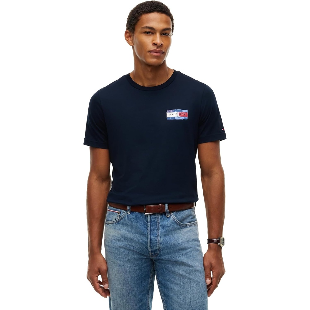 image:imageTommy Hilfiger Mens Short Sleeve Cotton Crewneck Back Graphic TShirtsNavy Blue