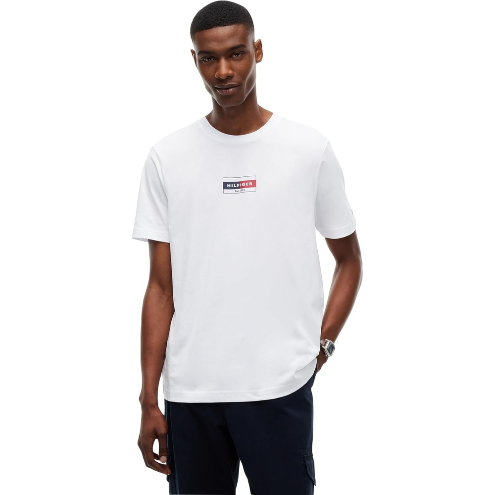 image:imageTommy Hilfiger Mens Short Sleeve Cotton Crewneck Flag Graphic TShirtsWhite