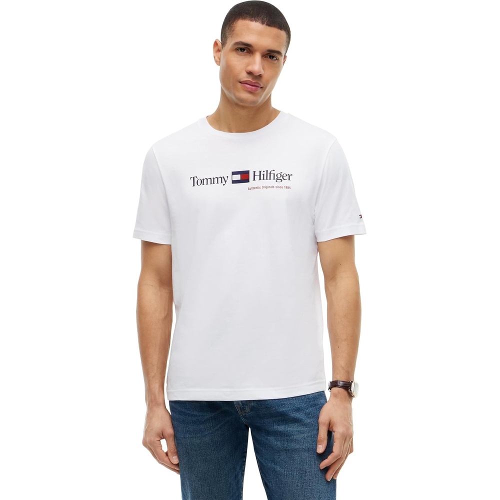 image:imageTommy Hilfiger Mens Short Sleeve Cotton Crewneck Logo Graphic TShirtsWhite