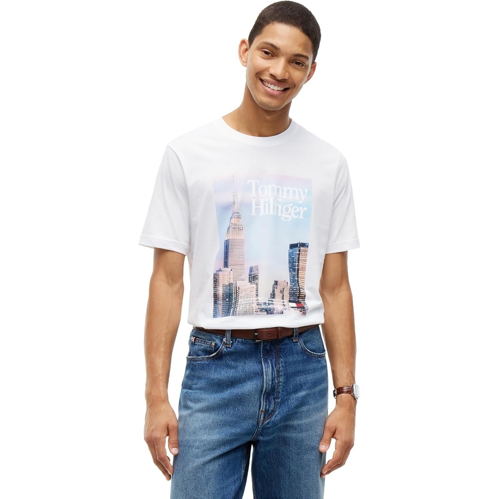 image:imageTommy Hilfiger Mens Short Sleeve Cotton Crewneck Photo Graphic TShirtsWhite