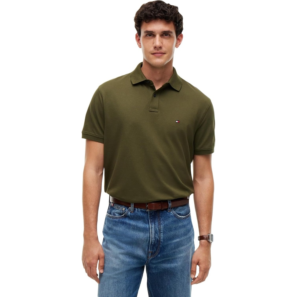 image:imageTommy Hilfiger Mens Short Sleeve Polo Shirts in Classic Fit with Stretch and Organic Pique CottonHuntsman Green