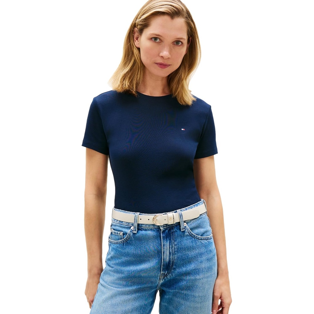 image:imageTommy Hilfiger Womens Basic Short Sleeve Cotton CrewNeck TShirtDark Night Navy