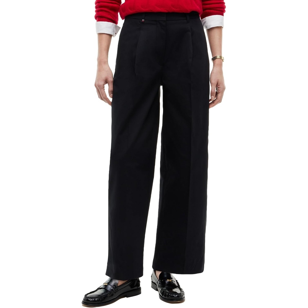 image:imageTommy Hilfiger Womens Casual Cotton Barrel Pleated Chino Pants with StretchBlack