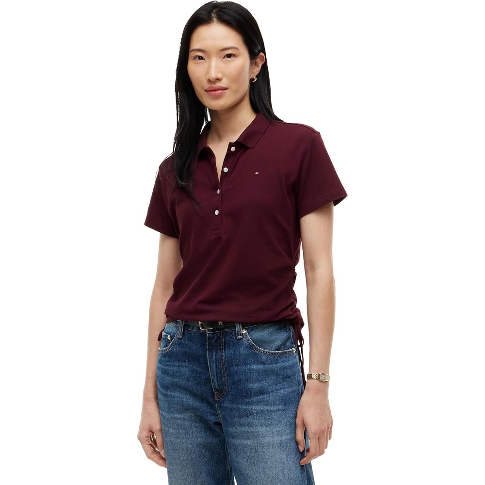 image:imageTommy Hilfiger Womens Cotton Pique Short Sleeve Polo Shirt in Classic Fit with StretchDeep Burgundy
