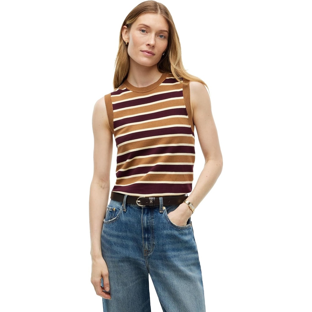 image:imageTommy Hilfiger Womens Lightweight Sleeveless Crewneck Sweater PulloverDeep Burgundy Dark Khaki