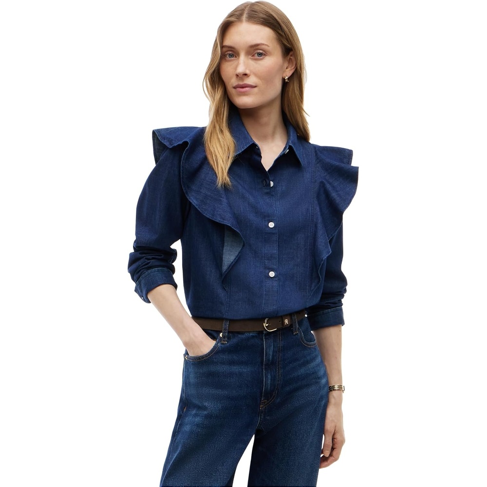 image:imageTommy Hilfiger Womens Long Sleeve Denim Button Down Shirt in Relaxed FitRinse