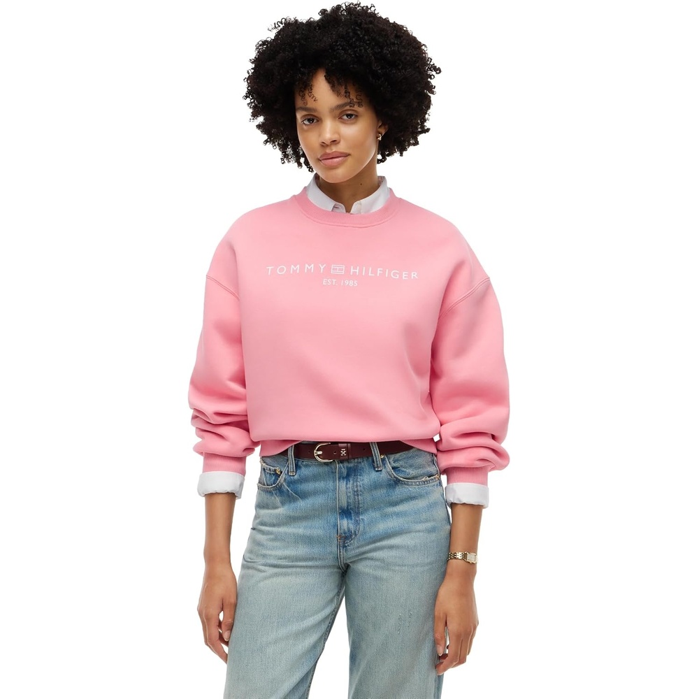 image:imageTommy Hilfiger Womens Medium Weight Crew Neck Sweatshirt Pullover With LogoCarnation Pink