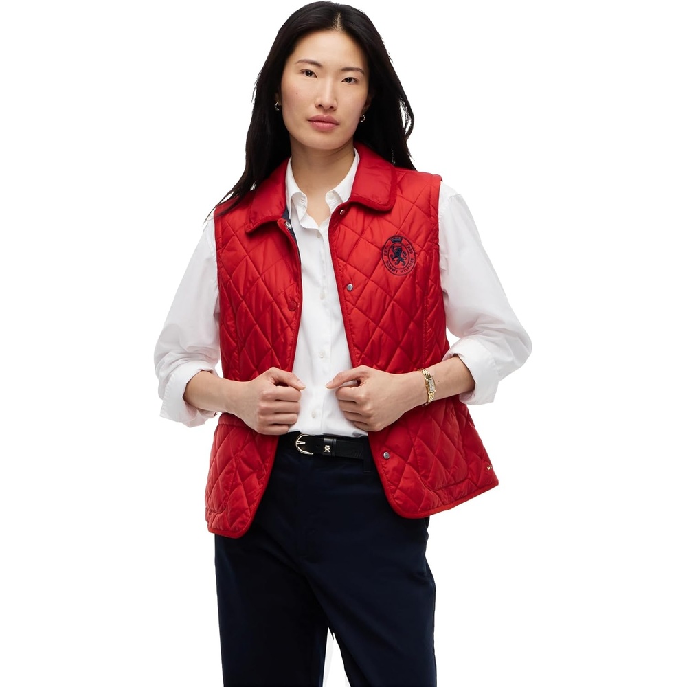 image:imageTommy Hilfiger Womens Sleeveless Quilted Vest With PocketsDark Magma