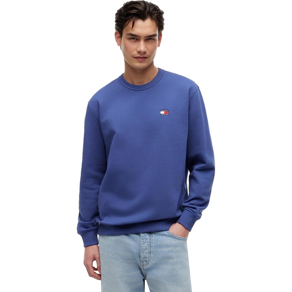 image:imageTommy Jeans Mens Medium Weight Crewneck Sweatshirt With Embroidered Flag LogoBlue Storm