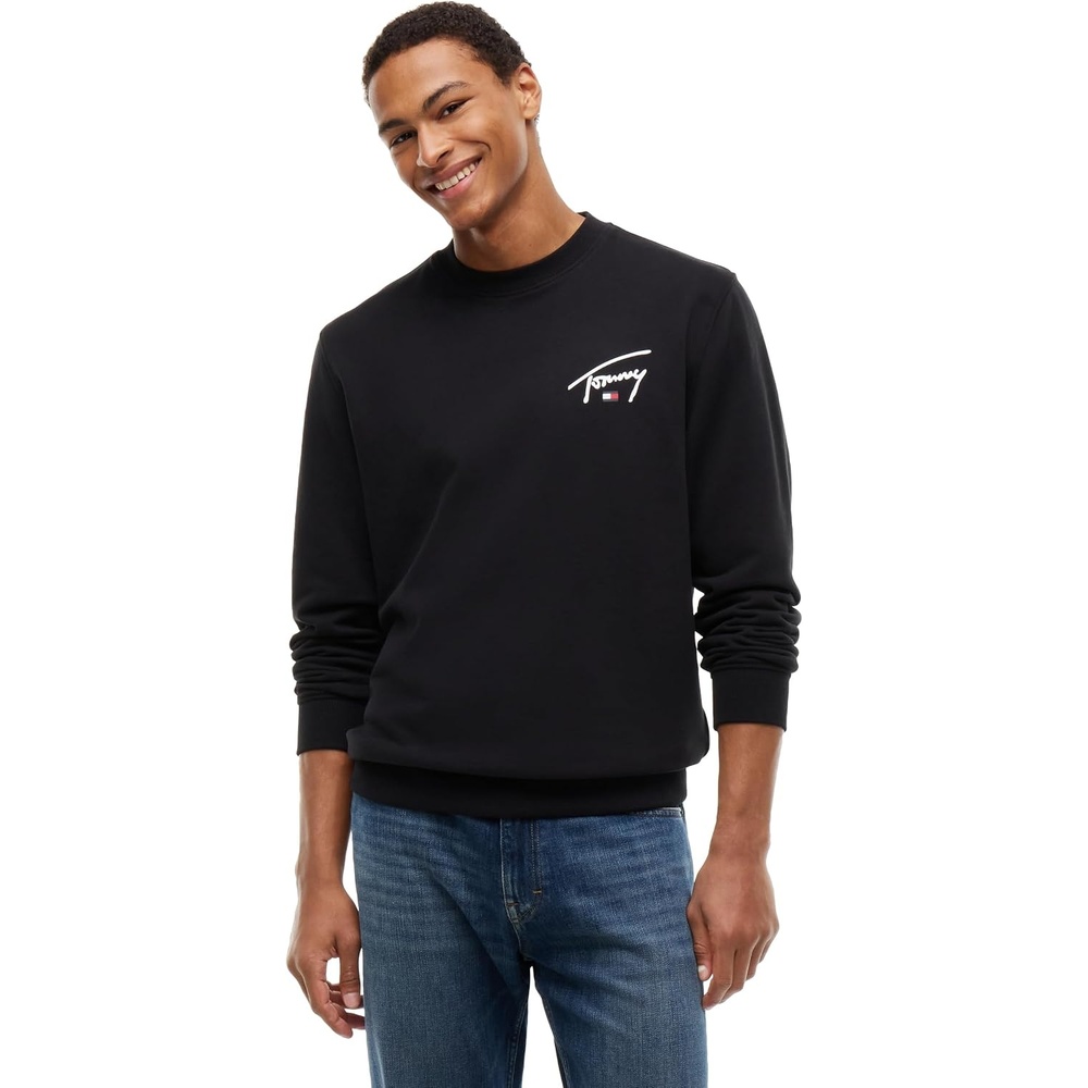 image:imageTommy Jeans Mens Medium Weight Crewneck Sweatshirt With LogoBlack