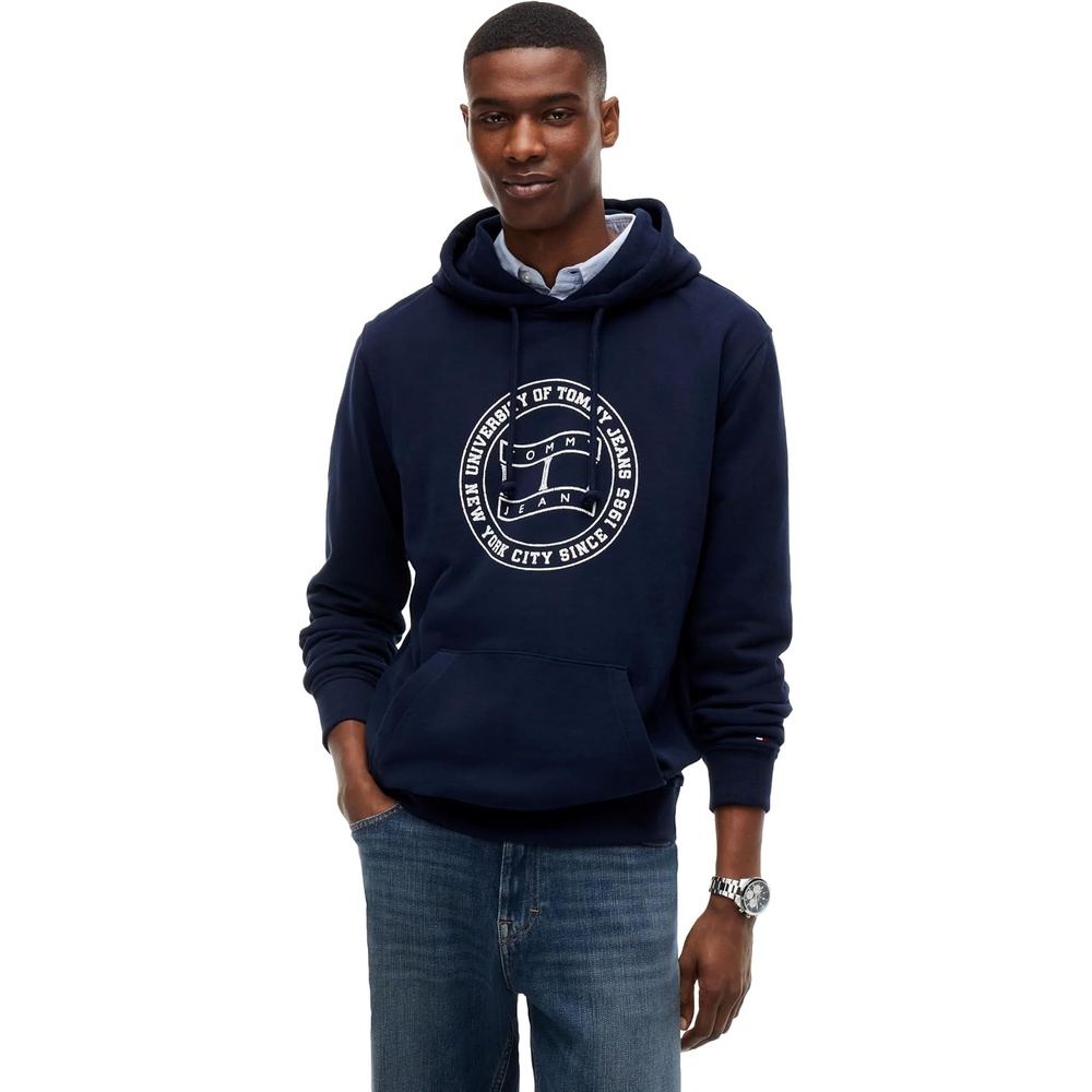 image:imageTommy Jeans Mens Medium Weight Hoodie Sweatshirt With Printed Varity LogoDark Blue