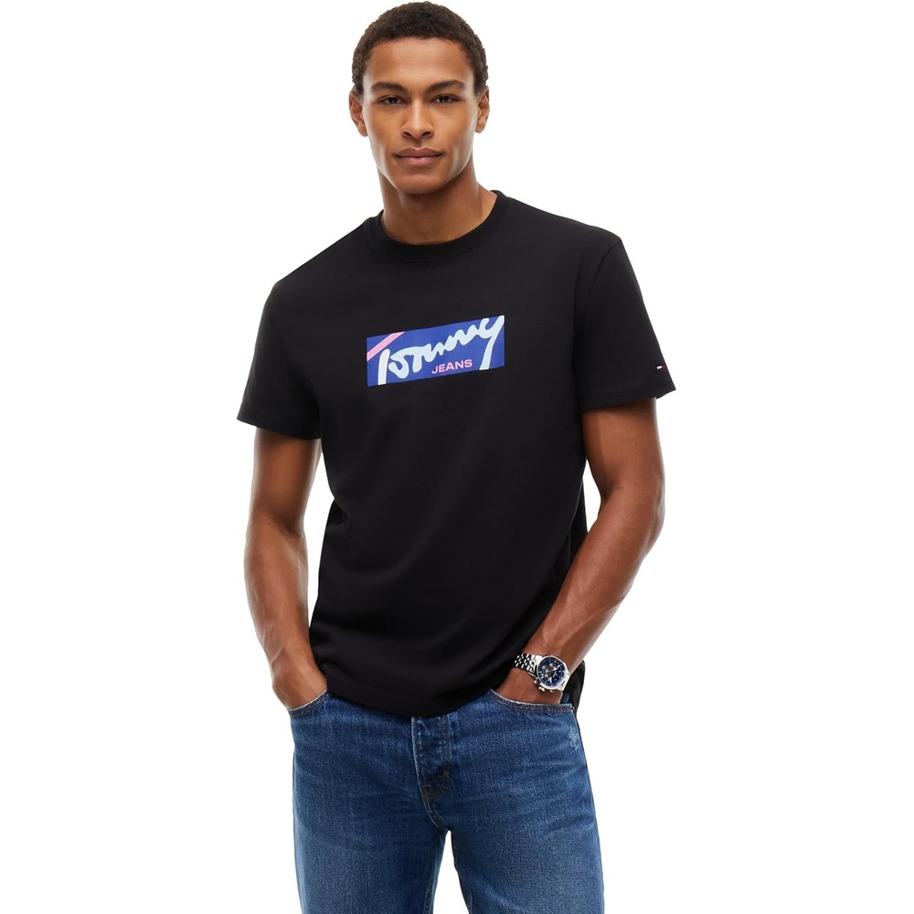 image:imageTommy Jeans Mens Short Sleeve Cotton Graphic TShirts in Regular FitBlack