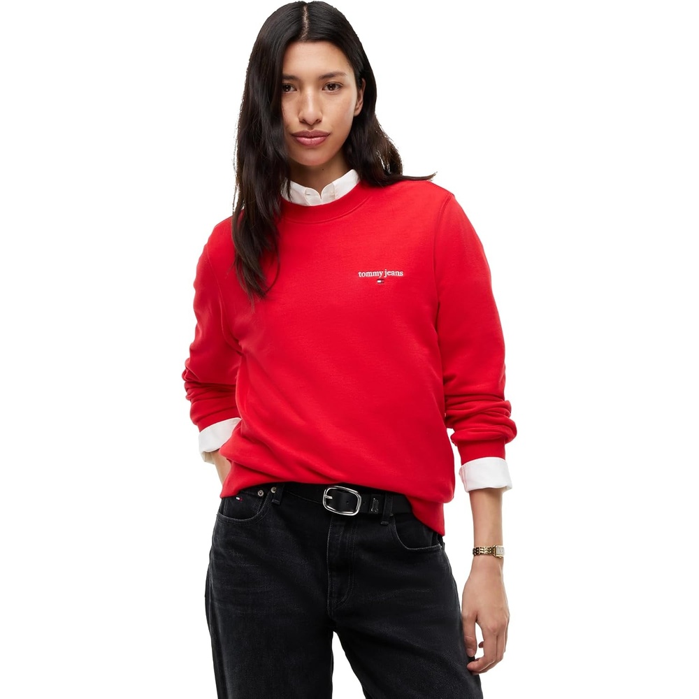 image:imageTommy Jeans Womens Medium Weight Graphic Crewneck Sweatshirt PulloverLavish Red