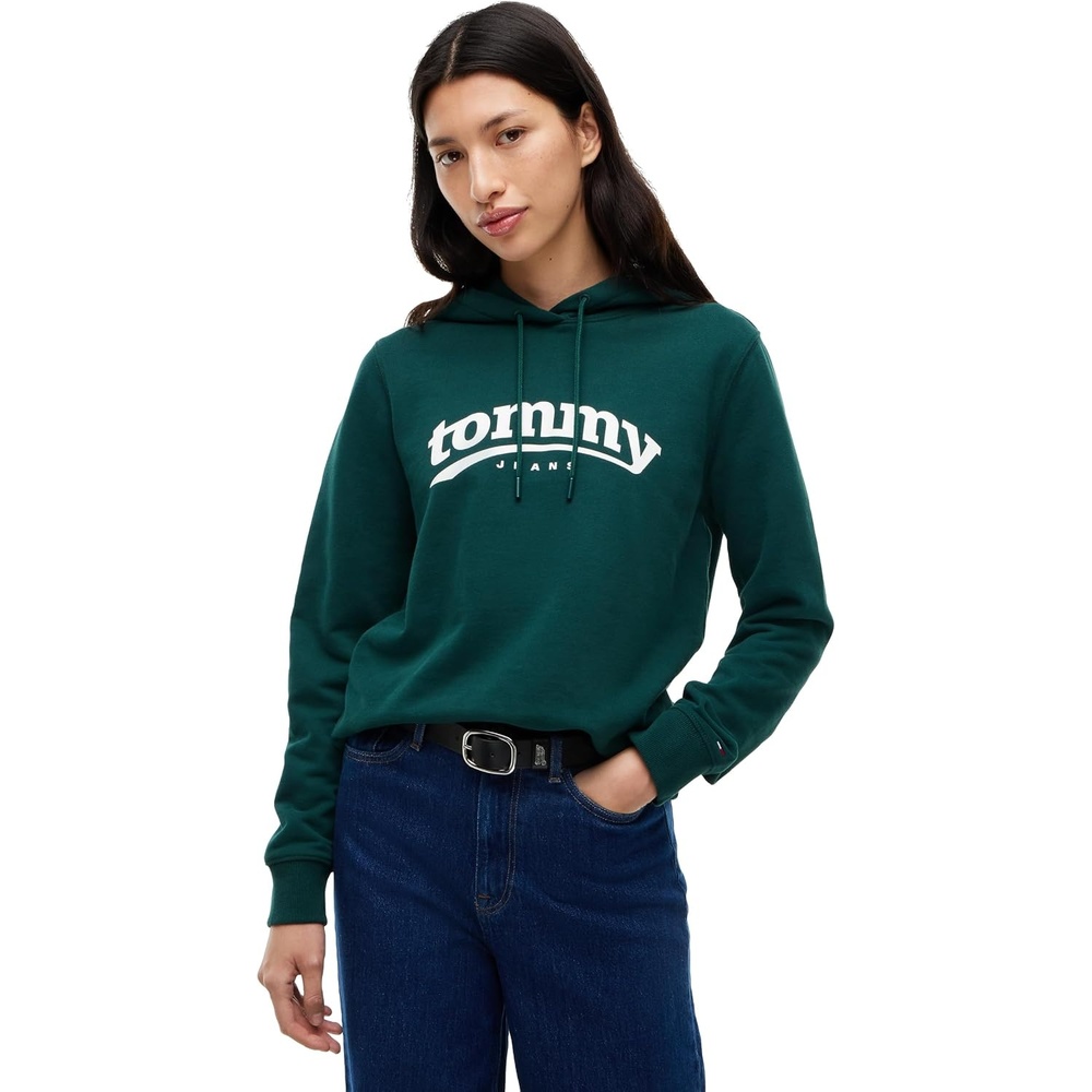 image:imageTommy Jeans Womens Medium Weight Graphic Pullover Hoodie SweatshirtElegant Green