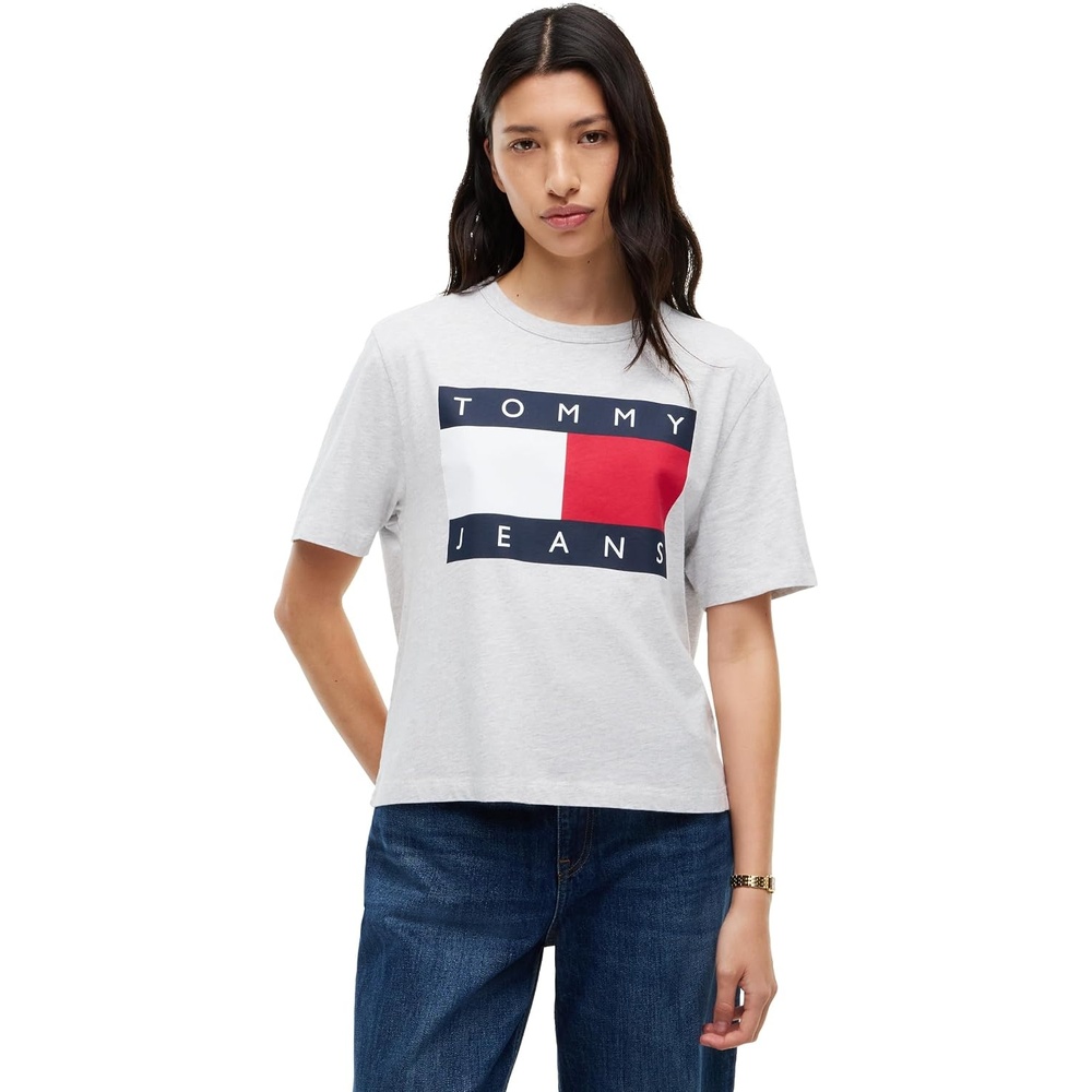 image:imageTommy Jeans Womens Short Sleeve Cotton Graphic Boxy Fit TShirtIce Grey Heather