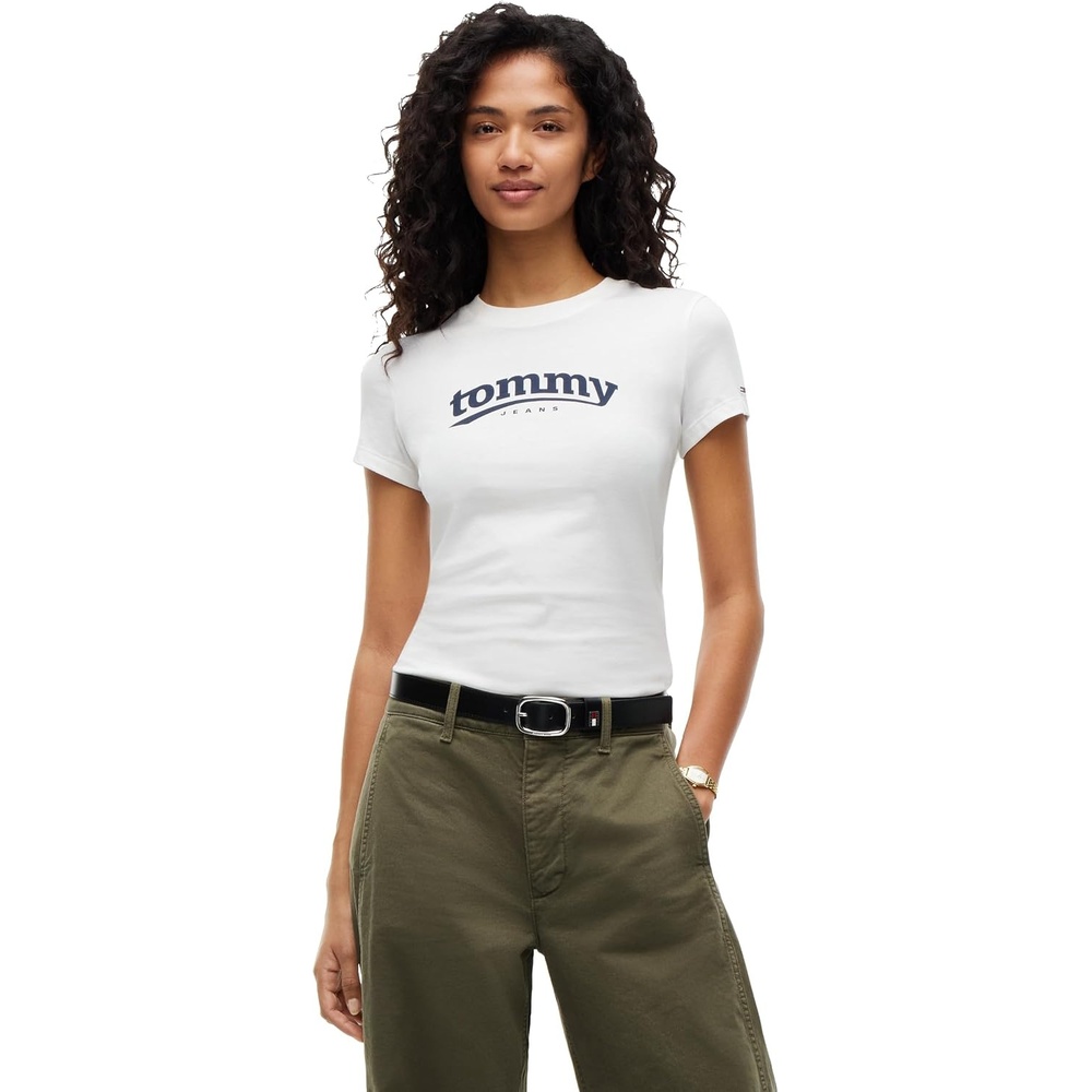 image:imageTommy Jeans Womens Short Sleeve Cotton Graphic TShirt in Slim FitEcru