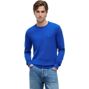 Tommy Hilfiger Men’s Cotton Solid Crewneck Sweater Lightweight Pullover, Also Available in Big & Tall(Regal Blue)