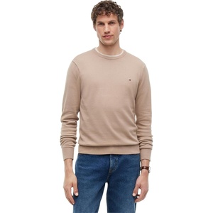 Tommy Hilfiger Men’s Cotton Solid Crewneck Sweater Lightweight Pullover, Also Available in Big & Tall(Safari Canvas)