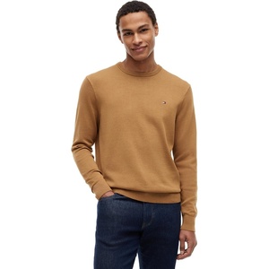 Tommy Hilfiger Men’s Cotton Solid Crewneck Sweater Lightweight Pullover, Also Available in Big & Tall(Sahara)