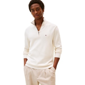 Tommy Hilfiger Men’s Lightweight Pullover Quarter Zip Sweater(Ivory Petal)