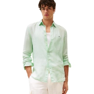 Tommy Hilfiger Men’s Long Sleeve Casual Linen Button Down Shirts in Regular Fit(Opal Green)