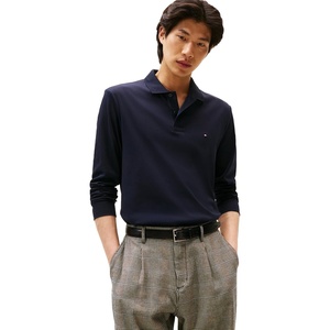 Tommy Hilfiger Men’s Long Sleeve Casual Polo Shirts in Regular Fit with Liquid Cotton(Desert Sky)