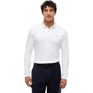 Tommy Hilfiger Men’s Long Sleeve Casual Polo Shirts in Regular Fit with Liquid Cotton(White)