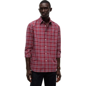 Tommy Hilfiger Men’s Long Sleeve Oxford Shirts in Relaxed Fit(Regatta Red / Check)