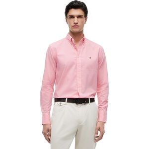 Tommy Hilfiger Men’s Long Sleeve Poplin Shirts in Regular Fit, Men’s Button Down Shirts, Also Available in Big and Tall(Doll Pink / Check)