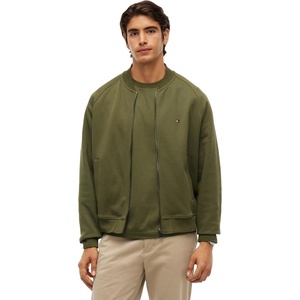 Tommy Hilfiger Men’s Medium Weight Cotton Zip Through Bomber Sweatshirt(Huntsman Green)