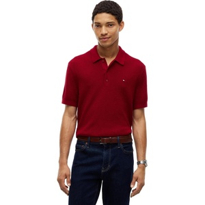 Tommy Hilfiger Men’s Short Sleeve Casual Cotton Cashmere Polo Shirt(Regatta Red)