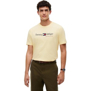 Tommy Hilfiger Men’s Short Sleeve Cotton Crewneck Logo Graphic T-Shirts(Light Daffodil)